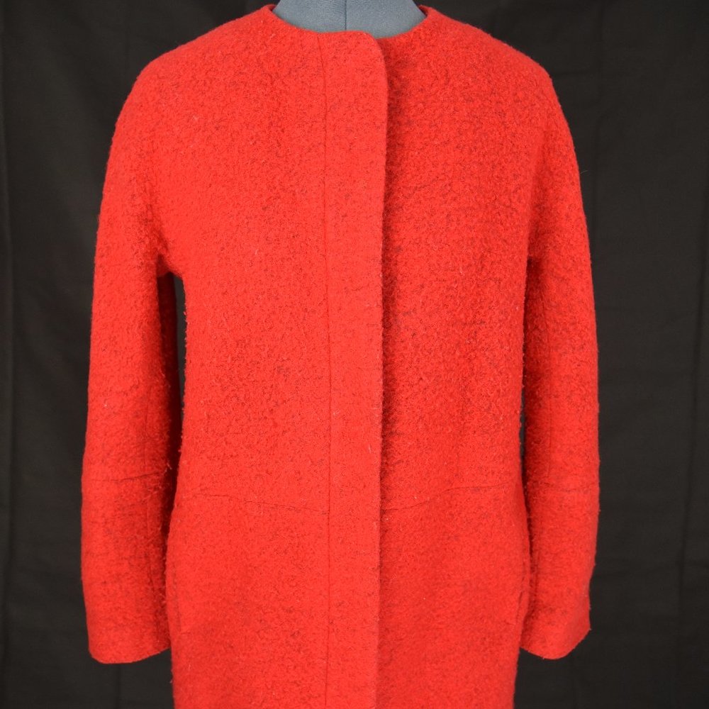 ZARA RED WOOL COAT SIZE SMALL